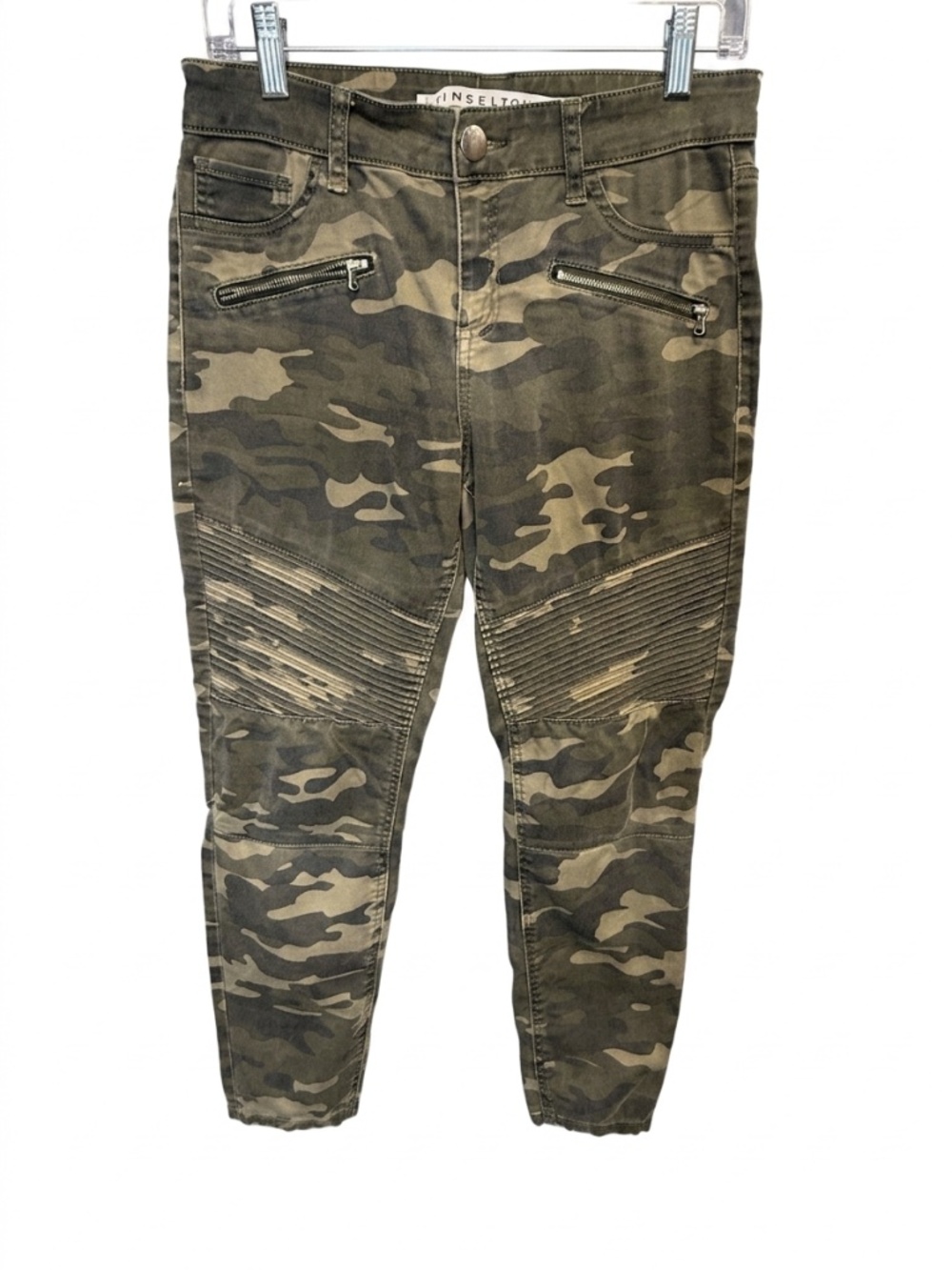 Tinseltown Camo Moto Skinny Pants Size 9 Army Green Camouflage Biker EdgyStretch